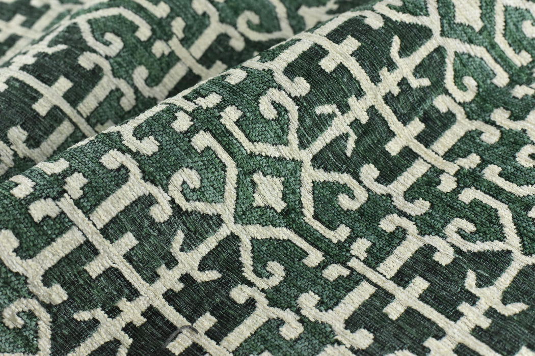 Green and Blue Chenille Abstract Geometric Jacquard Upholstery Fabric|Vintage Farmhouse Decor Fabric For Chair Couch Bench Pillow