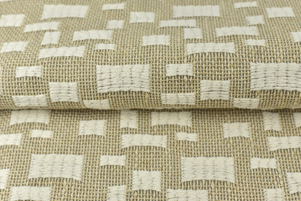 Natural Cotton Linen Blend Abstract Woven Geometric Upholstery Fabric For Chair Cushion Pillow Bench