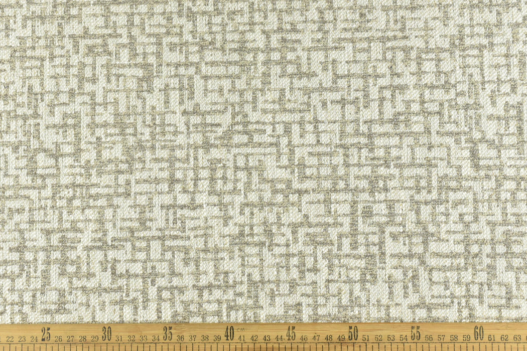 Wool Linen Blend Abstract Geometric Cream Grey Luxury Textured Upholstery Fabric|Modern Heavy Weight Fabric For Dining Chairs,Sofa,Cushion