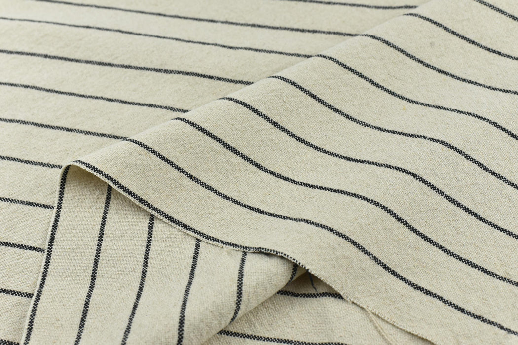 Natural Cotton Linen Only Cream Black Stripe Upholstery Fabric and Drpapery Fabric|Vintage Ticking Fabric Super Soft Touching and Breathable