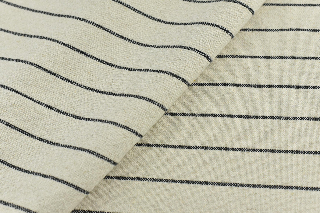 Natural Cotton Linen Only Cream Black Stripe Upholstery Fabric and Drpapery Fabric|Vintage Ticking Fabric Super Soft Touching and Breathable