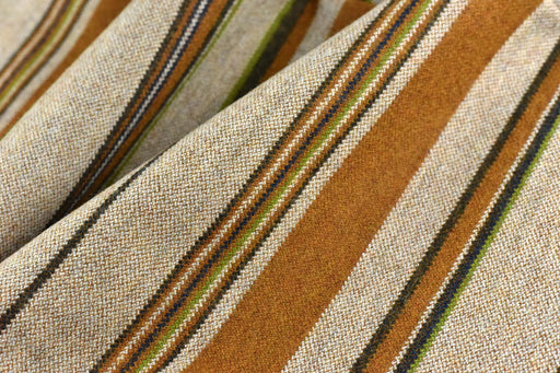 Heavy Weight Gold Brown Striped Wool Blend Upholstery Fabric For Chair(87%Wool)|Multi Colored Stripe Blue Green Fabric For Drapery Curtain