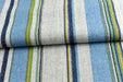 Heavy Weight Blue and Green Striped Wool Blend Upholstery Fabric For Chair(87%Wool)|Multi Colored Striped Furniture Fabric Drapery Fabric