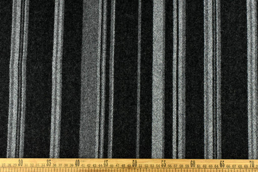 Heavy Weight Black and Grey Striped Wool Blend Upholstery Fabric For Chair(87%Wool)|Multi Colored Striped Furniture Fabric Drapery Fabric