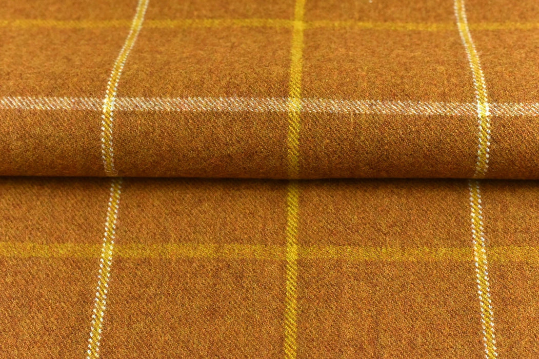 Heavy Weight Yellow Tweed Wool Upholstery Fabric By The Yard For Chair|Vintage Check Pattern Soft Wool Fabric For Ottoman,Curtain(86%Wool)