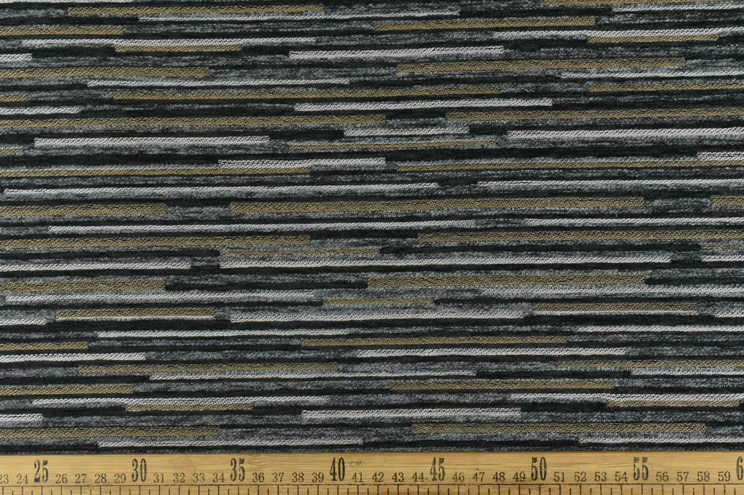 Heavy Weight Abstract Charocal Gray Stripe Pattern Jacquard Upholstery Fabric For Chair Couch|Raised Chenille Furniture Fabric