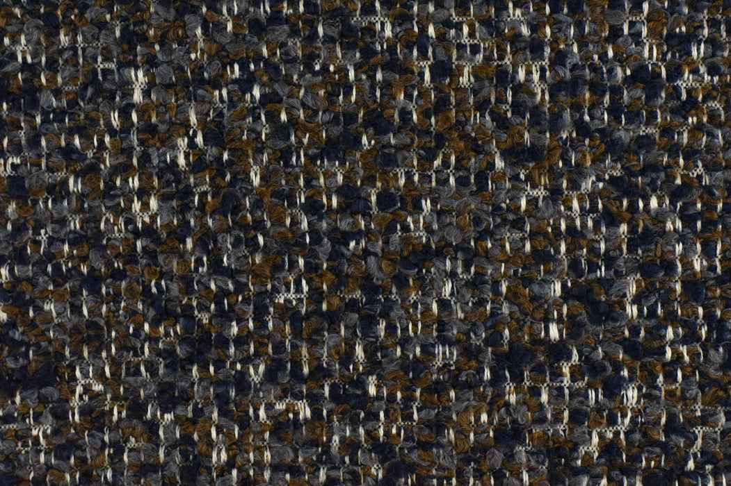 High End Designer Heavy Duty Linen Blend Multi-Colored Boucle Upholstery Fabric For Chair in Navy Brown|MCM Chunky Couch Fabric 57"W/850GSM