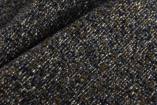 High End Designer Heavy Duty Linen Blend Multi-Colored Boucle Upholstery Fabric For Chair in Navy Brown|MCM Chunky Couch Fabric 57"W/850GSM