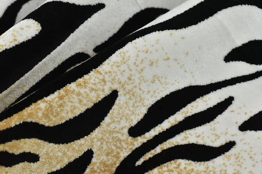 Luxury Tiger Stripe Cut Velvet Upholstery Fabric For Chair|Vintage Wild Animal Abstract Geometric Furniture Upholstery Fabric In Gold Black