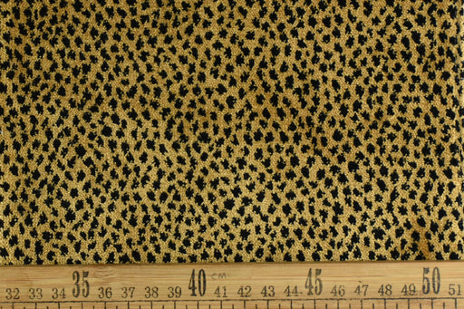 Gold Black Exotic Leopard Fine Cut Velvet Upholstery Fabric For Chair|Small Scale Wild Animal Abstract Geometric Furniture Upholstery Fabric