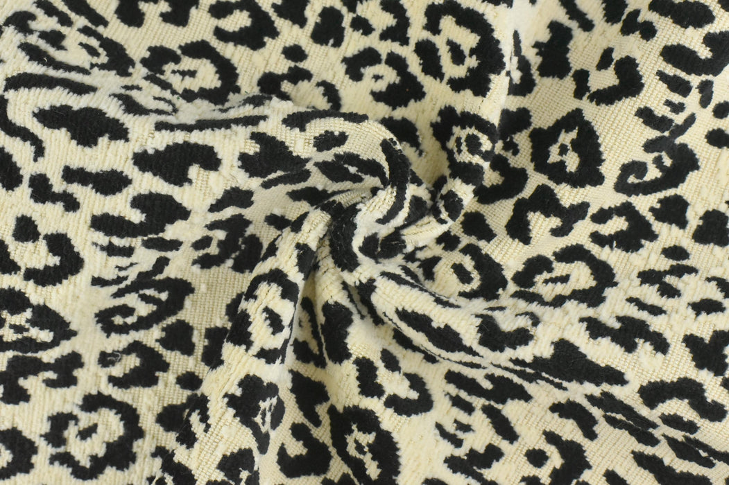 Heavy Weight 100% Cotton Leopard Cut Velvet Upholstery Fabric|Gold Black Cheetah Geometric Animal Luxury Furniture Fabric For Ottoman Chair