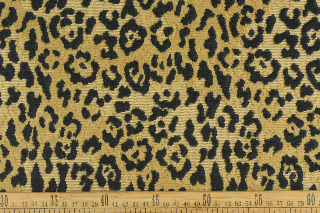 Heavy Weight 100% Cotton Leopard Cut Velvet Upholstery Fabric|Gold Black Cheetah Geometric Animal Luxury Furniture Fabric For Ottoman Chair