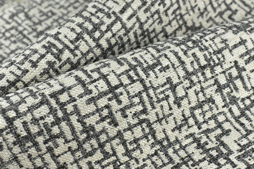 Wool Linen Blend Abstract Geometric Cream Charocal Luxury Textured Upholstery Fabric|Modern Heavy Weight Fabric For Chairs,Sofa,Cushion