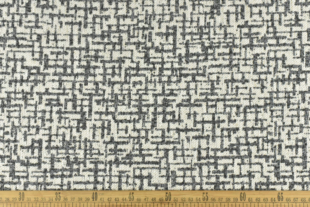 Wool Linen Blend Abstract Geometric Cream Charocal Luxury Textured Upholstery Fabric|Modern Heavy Weight Fabric For Chairs,Sofa,Cushion