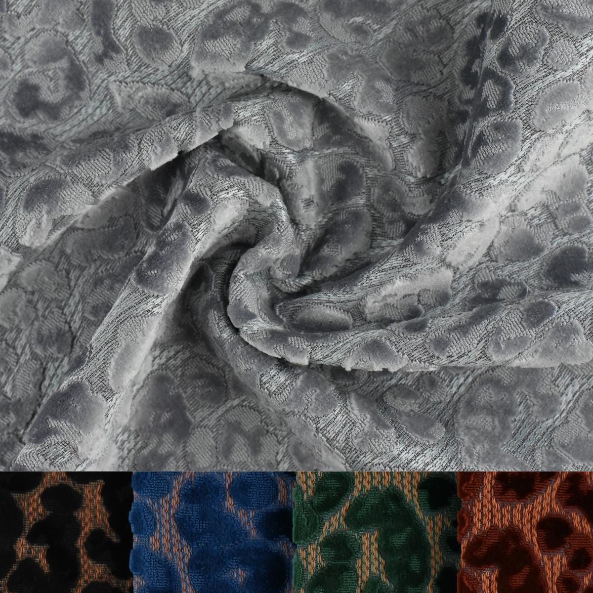 Heavy Weight Raised Leopard Cut Velvet Upholstery Fabric For Chair ...