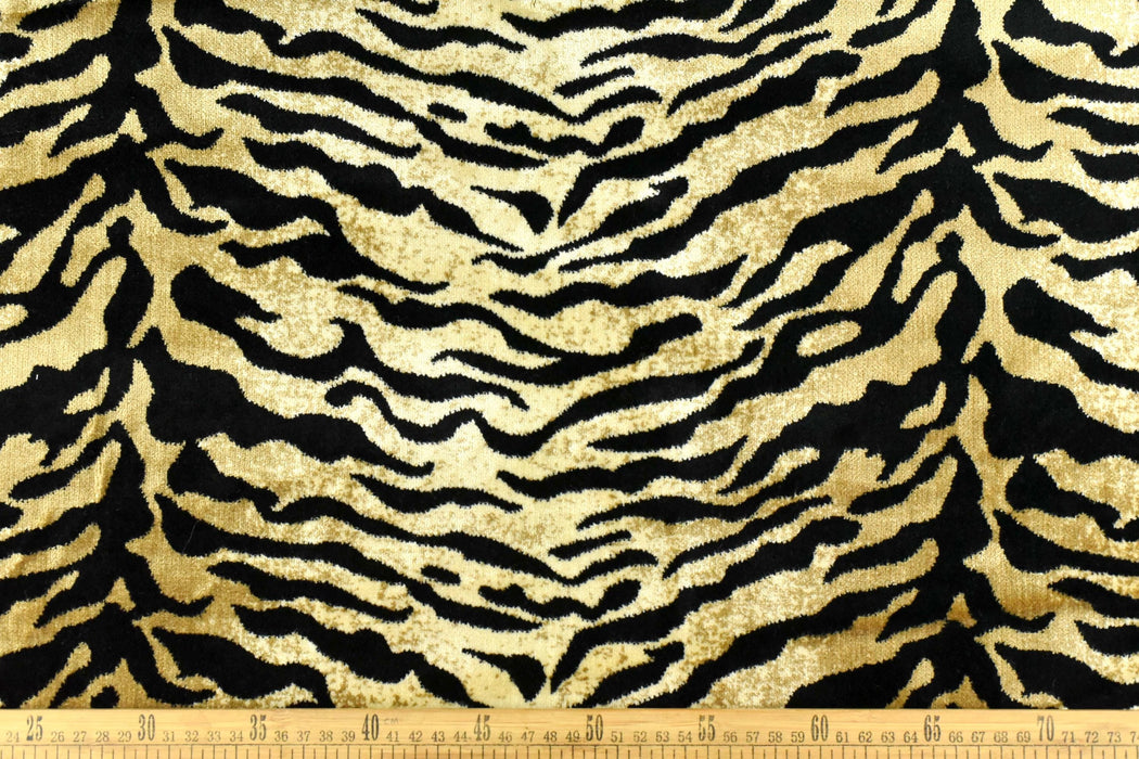 Luxury Black Gold Zebra Skin Cut Velvet Upholstery Fabric|Vintage Wild Animal Abstract Stripe Furniture Upholstery Fabric For Ottoman Chair