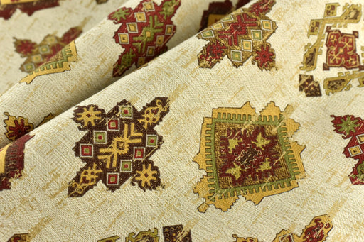 Turkish Design Cotton Blend Jacquard Floral Geometric Upholstery Fabric |Ethnic Curtain and Chair Fabric By The Yard