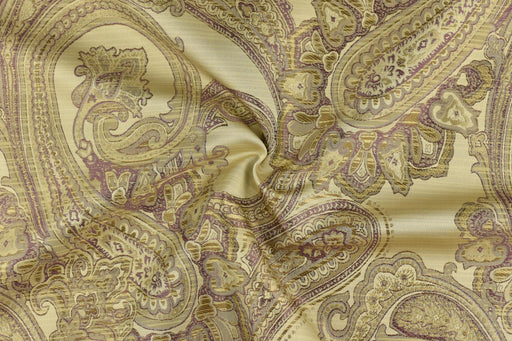 Floral Purple Gold Metallic Paisley Borcade Fabric For Drapery Curtain Table Cloth