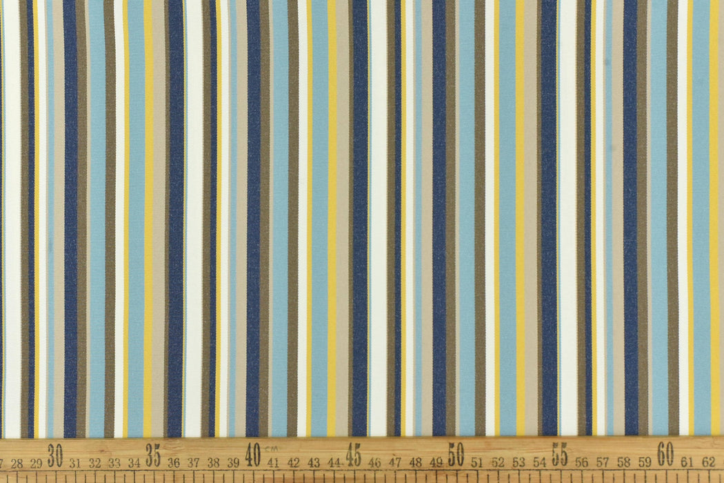 Water Resistant Garden Patio Striped Outdoor Upholstery Fabric For Chair in Navy Blue Olive Yellow|Water Stain Resistant Furniture Fabric