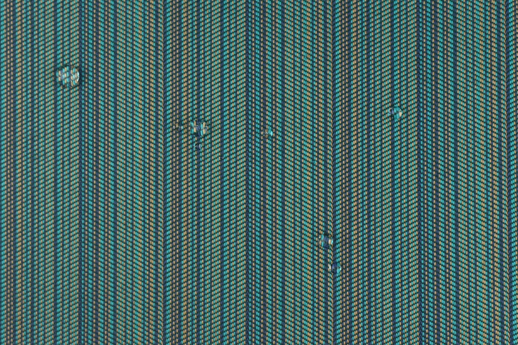 Blue and Green Striped Woven Outdoor Upholstery Fabric For Chair|Pet Friendly Stain Resistant Geometric Fabric For Cushion Pillow