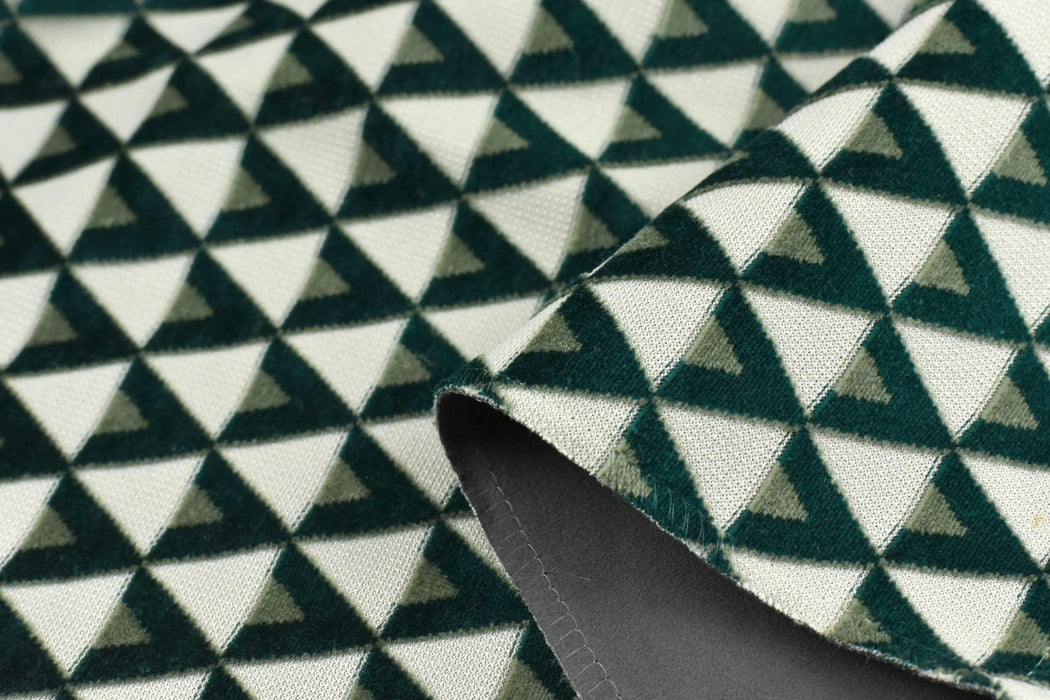 Heavy Weight Raised Triangles Geometric Design Cut Velvet Upholstery Fabric For Furniture|Luxury Embossed Velvet Fabric For Chair Couch