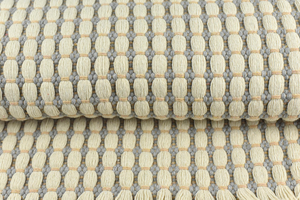 Extra Heavy Weight Cotton Blend Cream Grey Taupe Thick Stripe Woven Upholstery Fabric For Chair|Modern Fabric For Couch Bed-55"/1150GSM