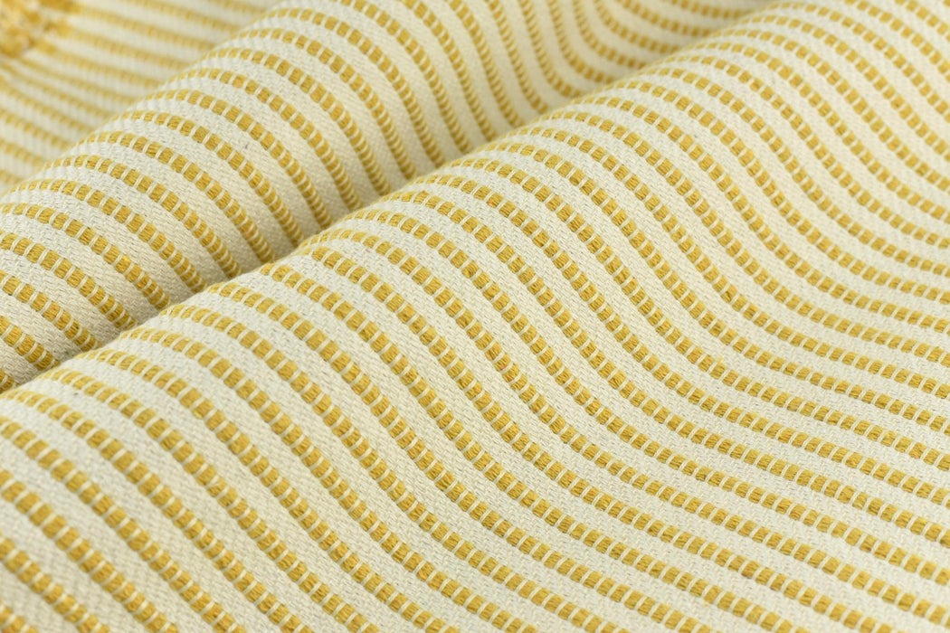 Vintage Yellow and White Stripe Geometric Cotton Blend Upholstery Fabric For Furniture|Heavy Farmhouse Decor Fabric For Chair Cushion Couch