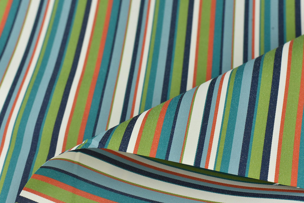 Blue Green Orange Garden Patio Striped Outdoor Upholstery Fabric For Chair Sofa Pillow|Solution Dyed Polyester Outdoor Furniture Fabric