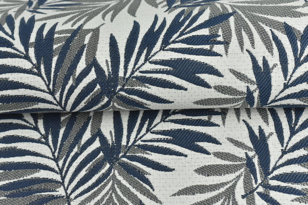 Navy Grey Tropical Leaf Waterproof Outdoor Upholstery Fabric For Chair|Solution Dyed Acrylic Polyester Garden Patio Indoor Outdoor Fabric