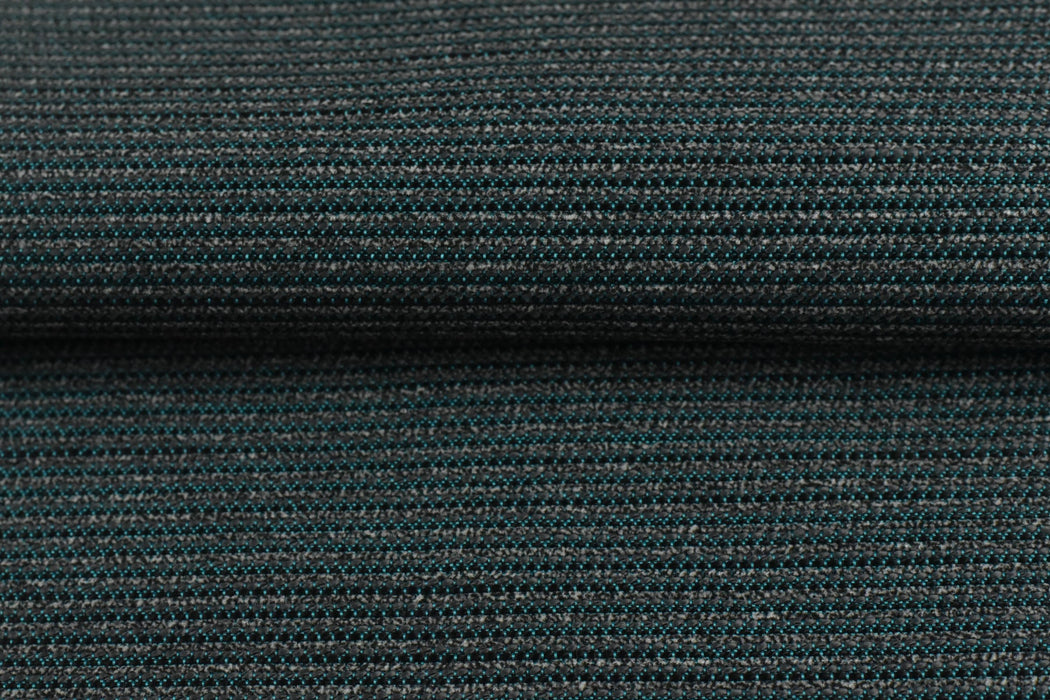 Teal Blue Stripe Textured Woven Outdoor Upholstery Fabric For Chair Sofa|Garden Patio Furniture Fabric For Cushion Pillow