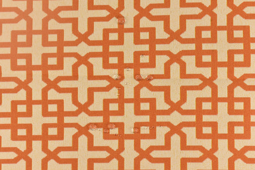 Vintage Geometric Solution Dyed Outdoor Upholstery Fabric For Chair in Orange|Water Repellent Stain Resistant Outdoor Patio Furniture Fabric