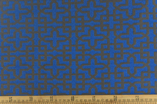 Royal Blue Vintage Geometric Solution Dyed Outdoor Upholstery Fabric For Chair|Water Stain Resistant Outdoor Patio Furniture Fabric