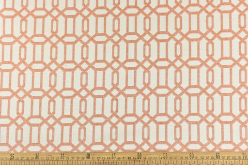 Vintage Fretwork Geometric Jacquard Home Decor Fabric For Chair Drapery Curtain|Mid Century Modern Pink Lattice Geometric Fabric For Couch