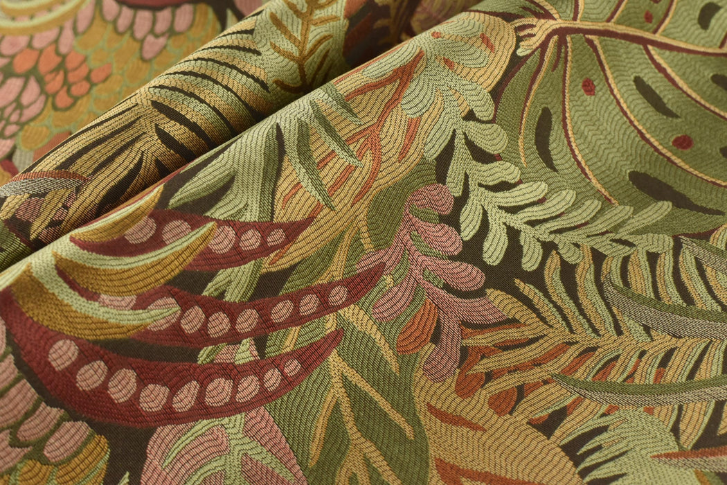 monstera fabric Vintage Tropical Botanical Monstera Leaf Jacquard Upholstery Fabric For Chair Cushion|Retro Tapestry Fabric With