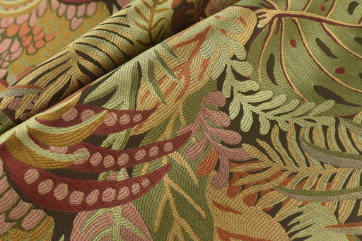 Vintage Tropical Botanical Monstera Leaf Jacquard Upholstery Fabric For Chair Cushion|Retro Tapestry Fabric With