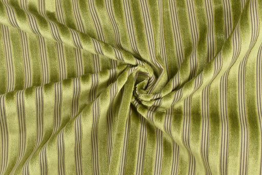 Heavy Weight Green Raised Striped Cut Velvet Upholsetry Fabric For Chair Couch|Luxury Fine Durable Jacquard Velvet Fabric For Ottoman Pillow