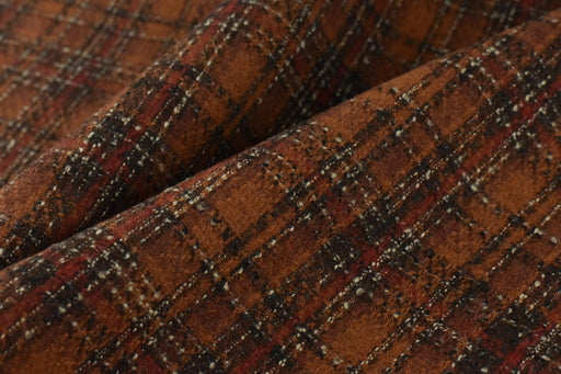 Vintage Gold Brown Soft and Smooth Wool Blend Tweed Plaid Upholstery Fabric For Chair Curtain|Elegant British Check Fabric For Pillow Coat