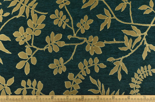 Vintage Gold Brown Farmhouse Botanical Leaf Textured Chenille Jacquard Upholstery Fabric For Chair|Retro Country Decor Fabric For Ottoman