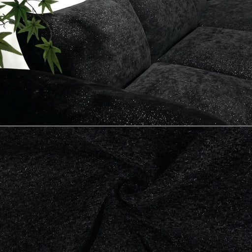 Designer High End Heavyweight Black Chenille With Sliver Textured Upholstery Fabric For Couch Chair|Luxury Modern Sparkle Fabric For Sofa