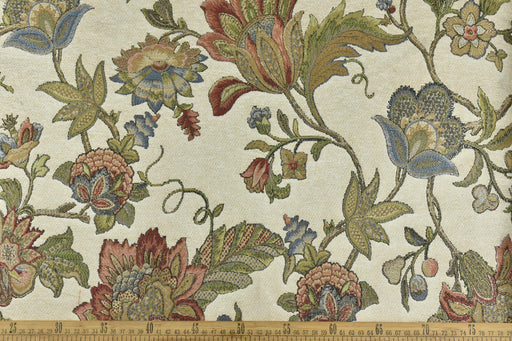 Multi-Colored Vintage Large Floral Chenille Jacquard Farmhouse Upholsetry Fabric For Furniture Drapery|French Country Decor Fabric 110"Wide