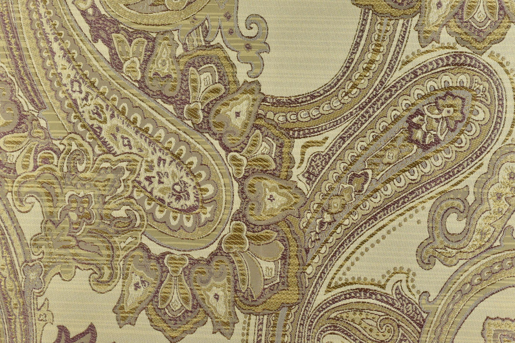 Floral Purple Gold Metallic Paisley Borcade Fabric For Drapery Curtain Table Cloth