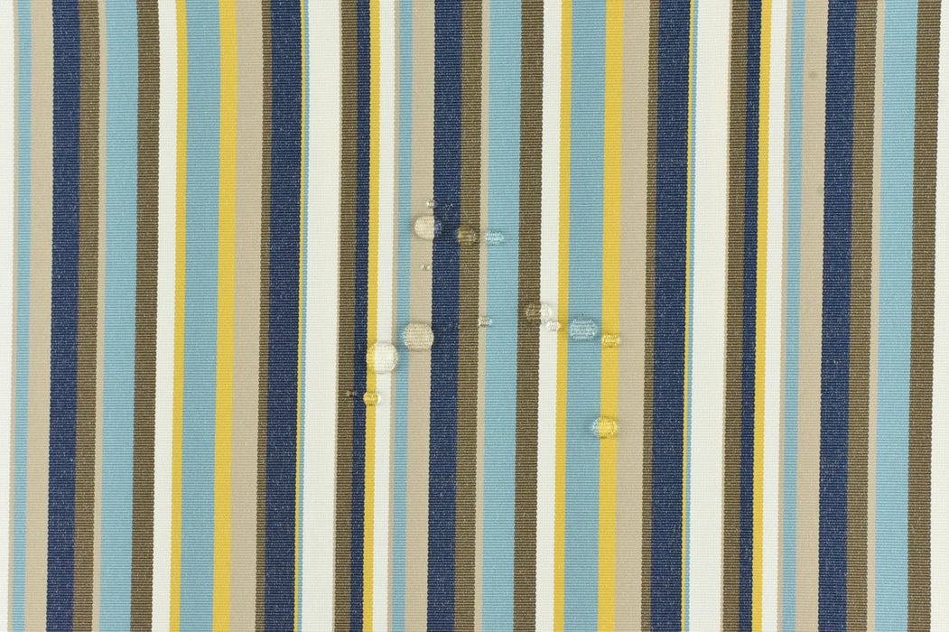 Water Resistant Garden Patio Striped Outdoor Upholstery Fabric For Chair in Navy Blue Olive Yellow|Water Stain Resistant Furniture Fabric