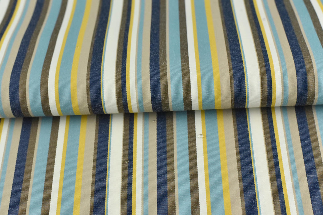 Water Resistant Garden Patio Striped Outdoor Upholstery Fabric For Chair in Navy Blue Olive Yellow|Water Stain Resistant Furniture Fabric