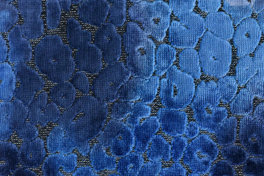 Heavyweight Blue Animal Skin Raised Cut Velvet Upholstery Fabric For Chair Ottoman|Luxury Vintage Abstract Geometric Velvet Fabric For Couch