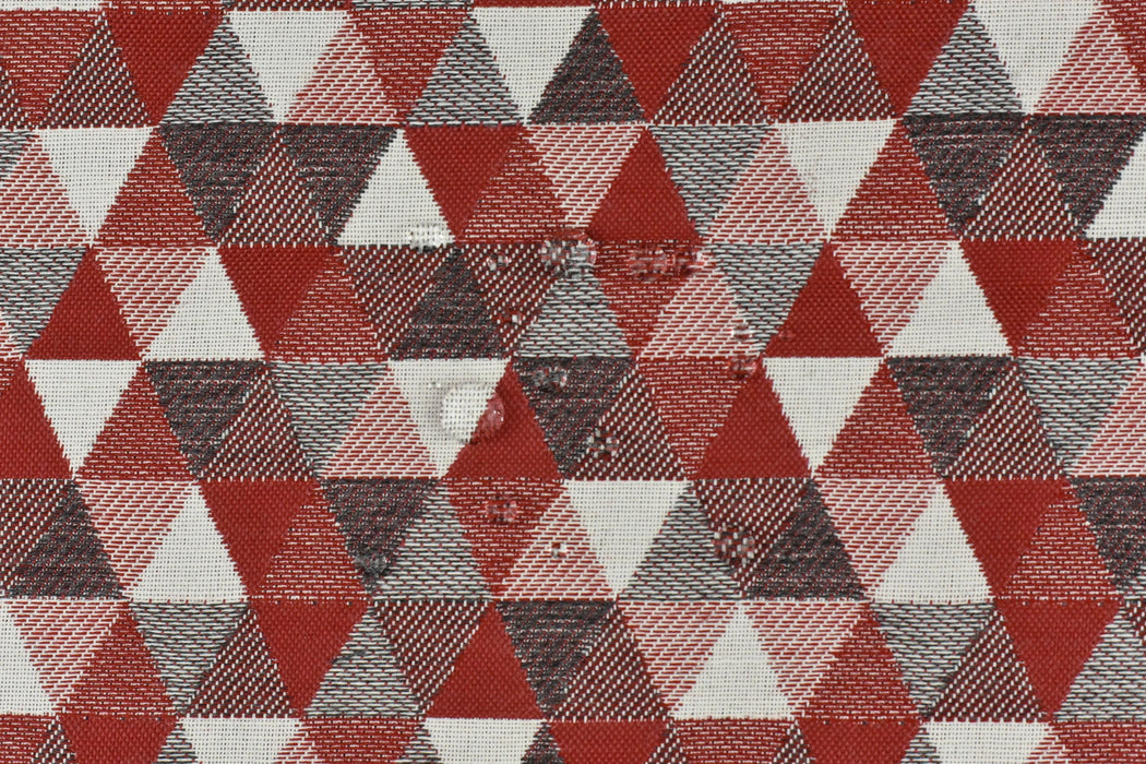 Red Grey White Geometric Outdoor Solution Dyed Acrylic Polyester Upholstery Fabric For Chair Sofa|Stain Resistant Patio Balcony Decor Fabric