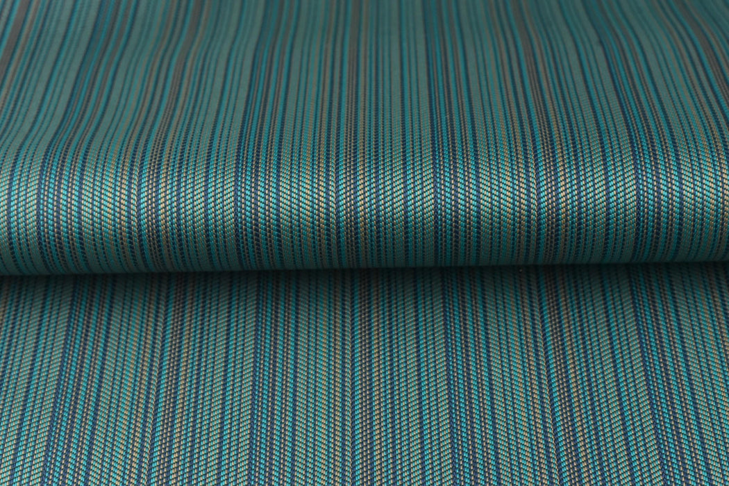 Blue and Green Striped Woven Outdoor Upholstery Fabric For Chair|Pet Friendly Stain Resistant Geometric Fabric For Cushion Pillow