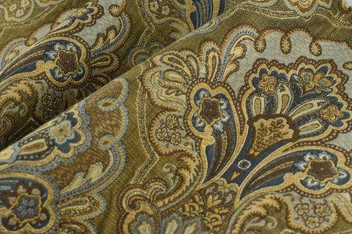 French Country Gold Bronze Traditional Damask Floral Jacquard Upholstery Fabric For Chair|Heavyweight Vintage Farmhouse Large Pattern Fabric