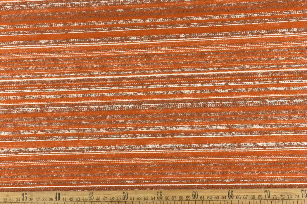 Heavy Weight Orange Rust Stripe Boucle Outdoor Upholstery Fabric For Patio Furniture Chair|Water Stain UV Resistant Outdoor Cushion Fabric