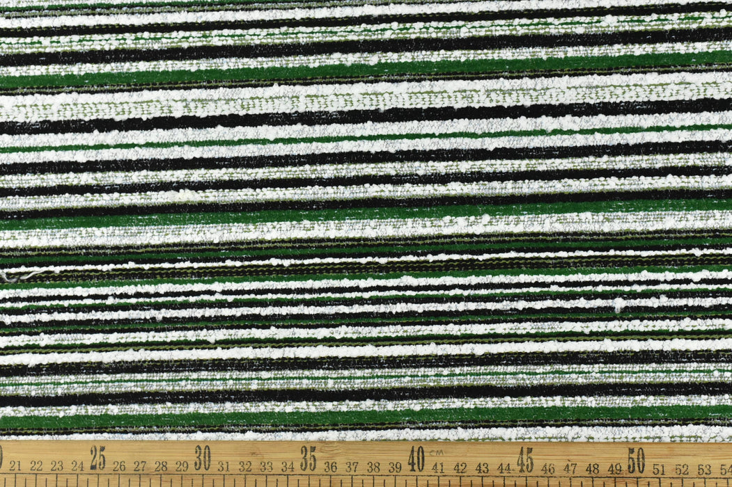 Heavy Weight Green Stripe Boucle Garden Outdoor Furniture Upholstery Fabric For Chair Cushion|Water Stain Resistant Outdoor Cushion Fabric