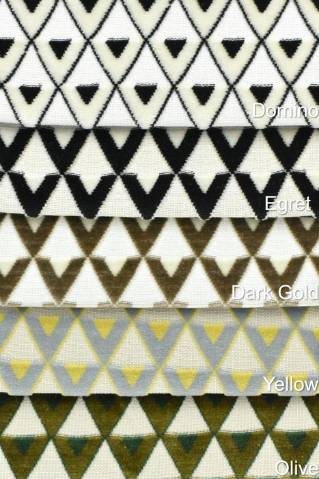 Heavy Weight Raised Triangles Geometric Design Cut Velvet Upholstery Fabric For Furniture|Luxury Embossed Velvet Fabric For Chair Couch